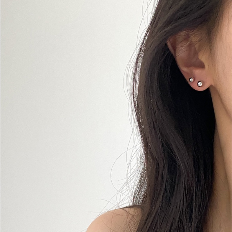 Papaozhu Fashion925 Sterling Perak Kecil Bola Stud Anting-Anting Untuk Wanita Gadis Minimalis Tindik Earring Telinga Perhiasan 2mm 3mm 4mm