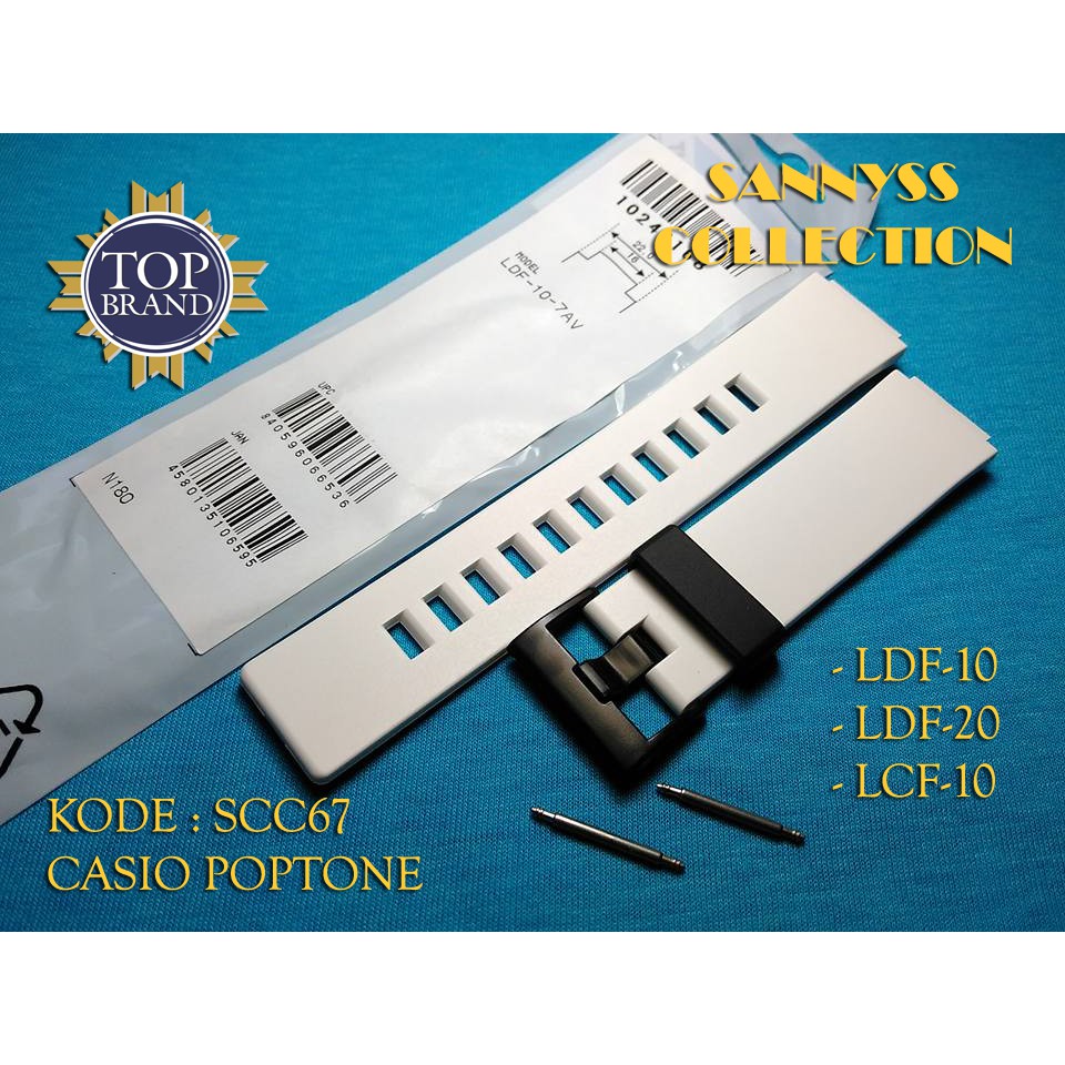 STRAP TALI JAM CASIO POPTONE LDF-10 - LDF 10 - LDF10 PUTIH ORIGINAL