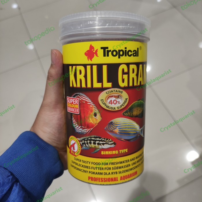 Pelet Ikan Discus Tropical Krill Gran 1000 ML Protein Tinggi Premium