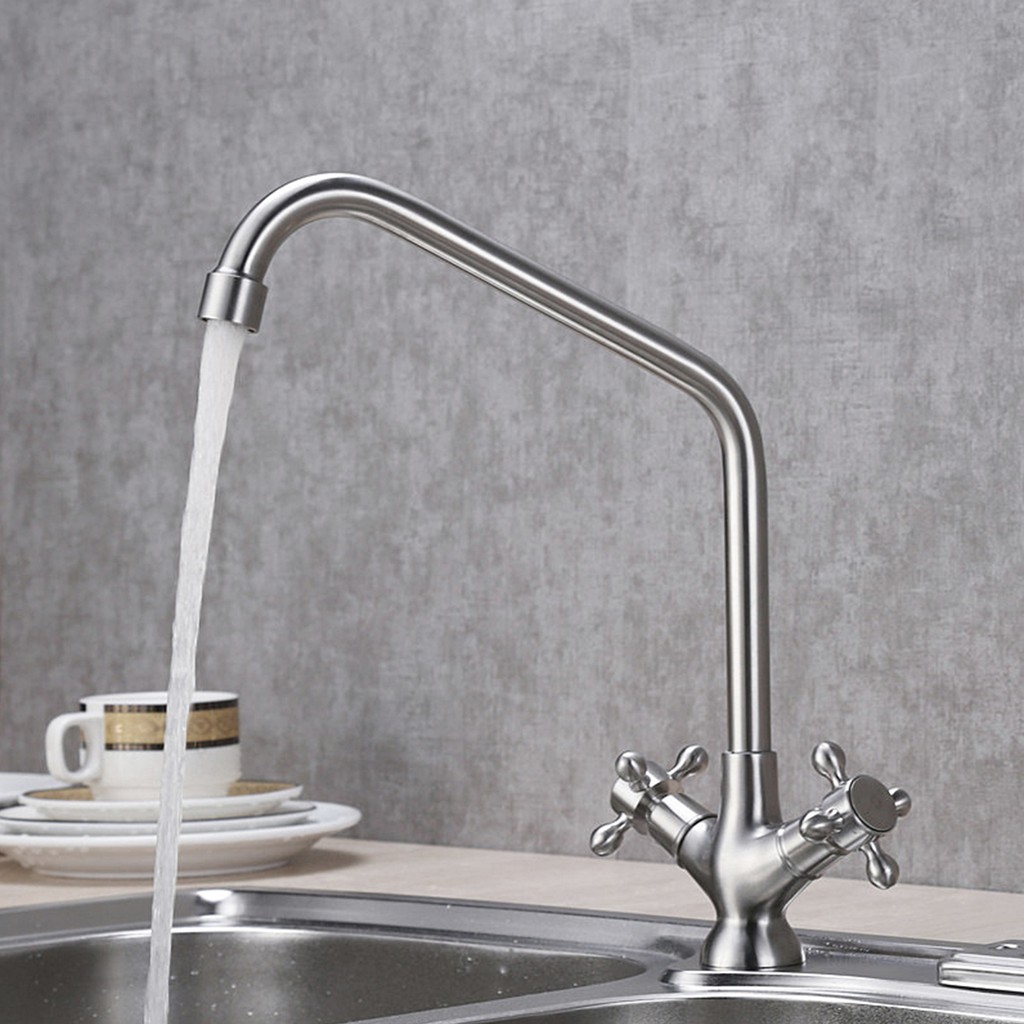 American 304 Stainless Steel Kitchen Faucet Double Sink Basin Faucet Shopee Indonesia