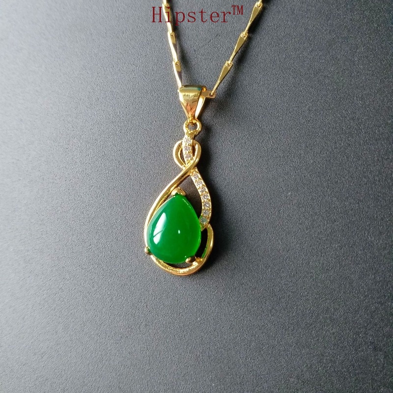 Light Luxury Diamond Colored Gemstone Pendant Korean Style Simple Graceful Clavicle Chain