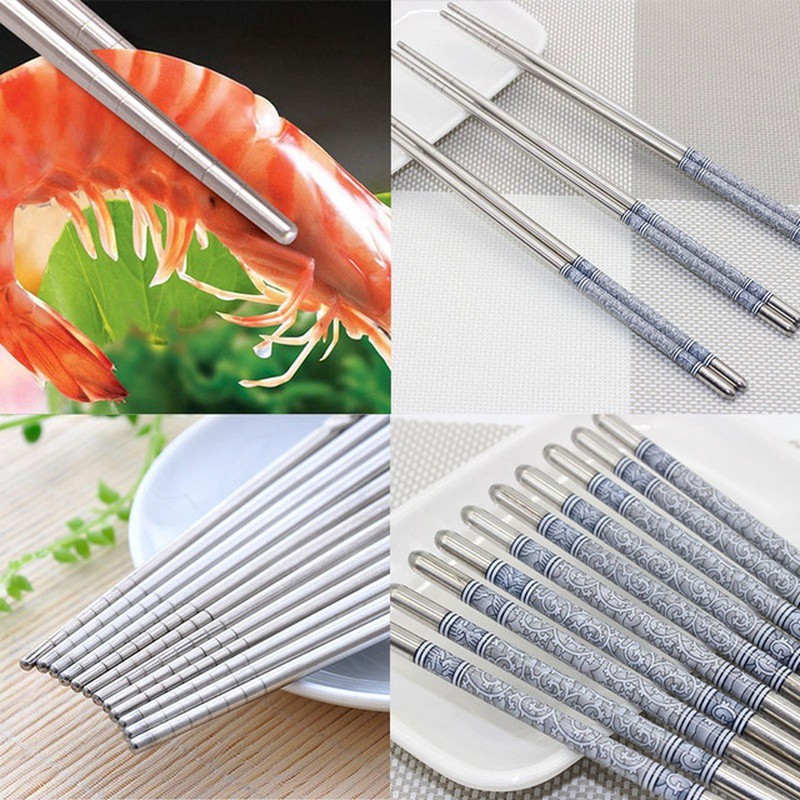 LM-0174 Sumpit Stainless Motif Batik (1 PASANG=2 PCS)- Chopstick Stainless Tebal Murah Import