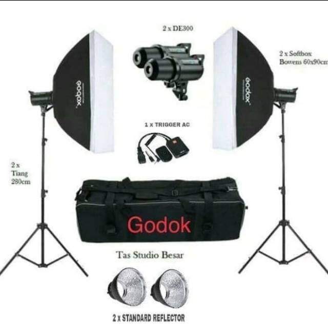 PAKET LAMPU STUDIO FLASH GODOK DE-300