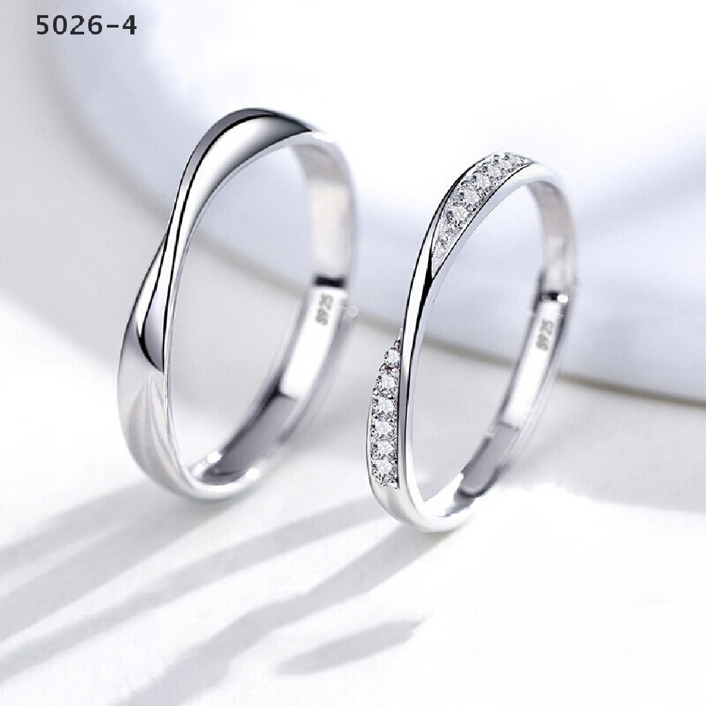 5026-4 1Pair Couple Ring Crystal Diamond Wedding Engagement Jewelry Adjustable Rings 5026-4