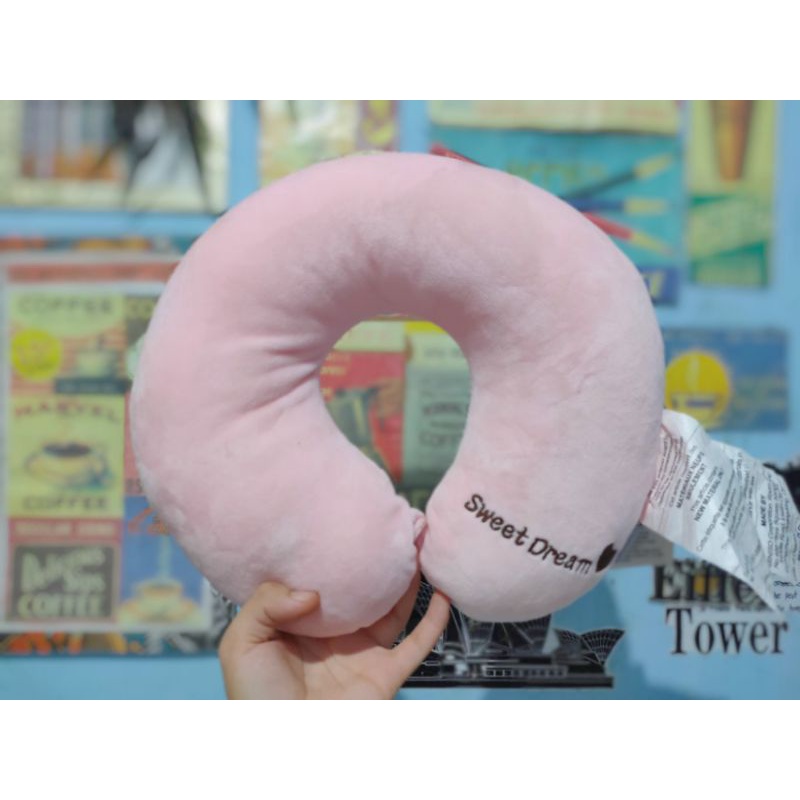 PRELOVED BANTAL LEHER U-SHAPED PILLOW SOLID COLOR - SWEET DREAM by Miniso Japan
