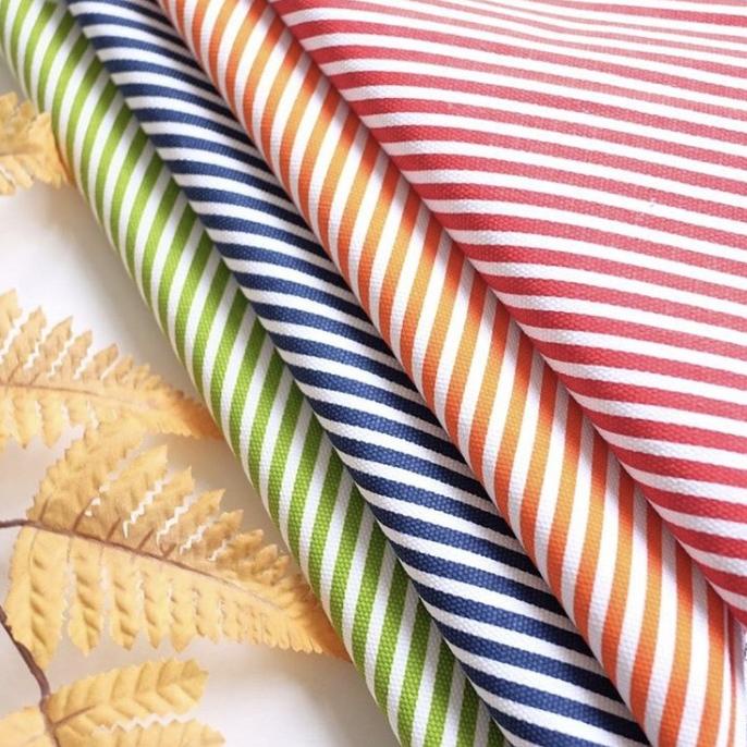 ```````] Kain Kanvas stripe canvas meteran motif garis biru merah hijau orange