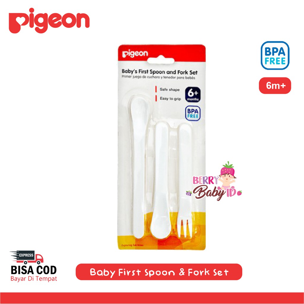 Pigeon First Spoon&amp;Fork Set Sendok Garpu Bayi Perlengkapan Makan Bayi Berry Mart