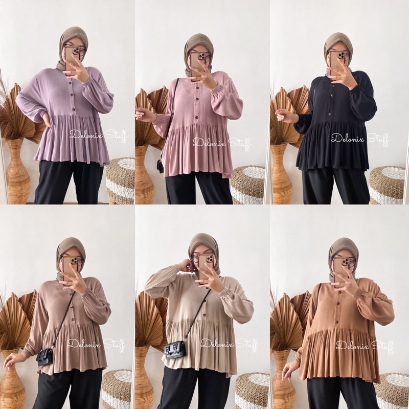 DELONIX | Dasya crinkle peplum top