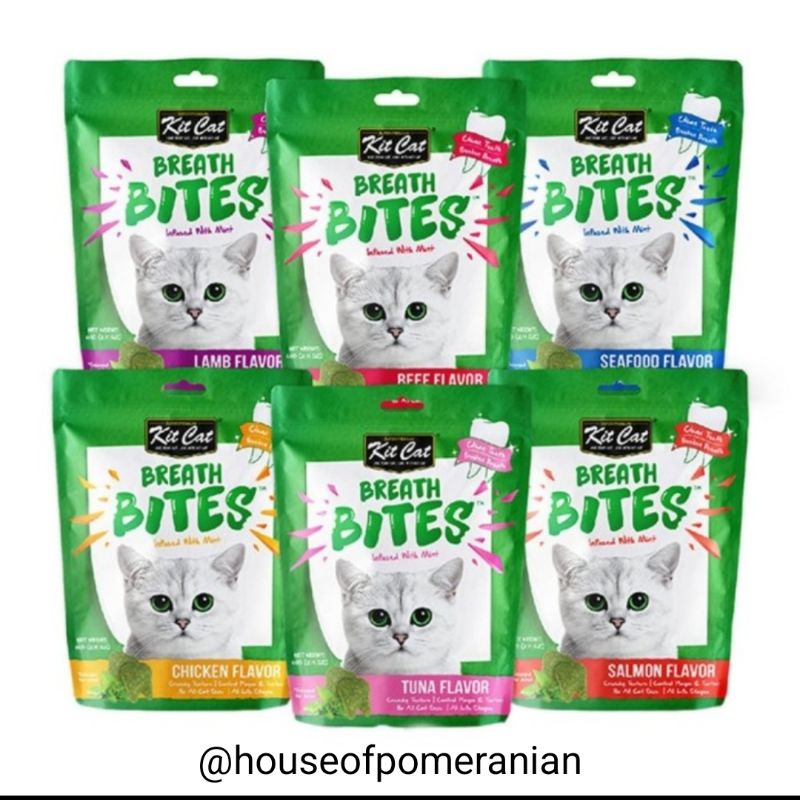 KIT CAT breath bites 60gr snack cemilan kucing pembersih gigi mulut napas cat food