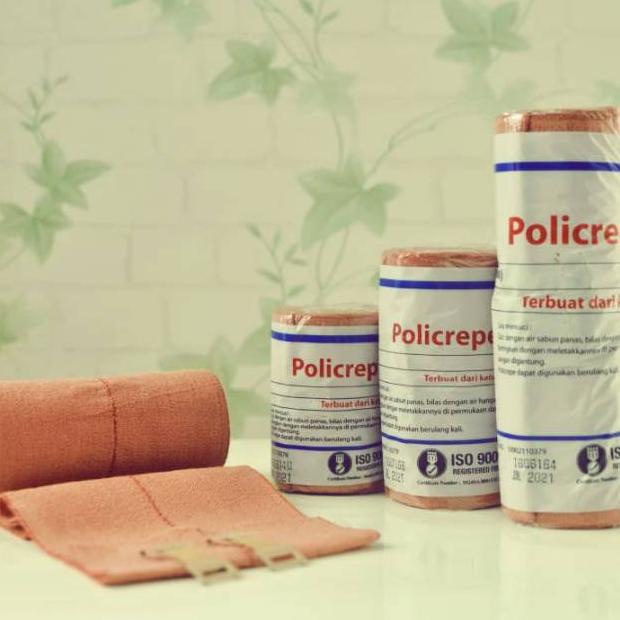 Policrepe Poli Crepe Perban Coklat 3 In/Elastis Bandit 7.5 Cm Panjang 4.55 M Policrepe Perban Coklat