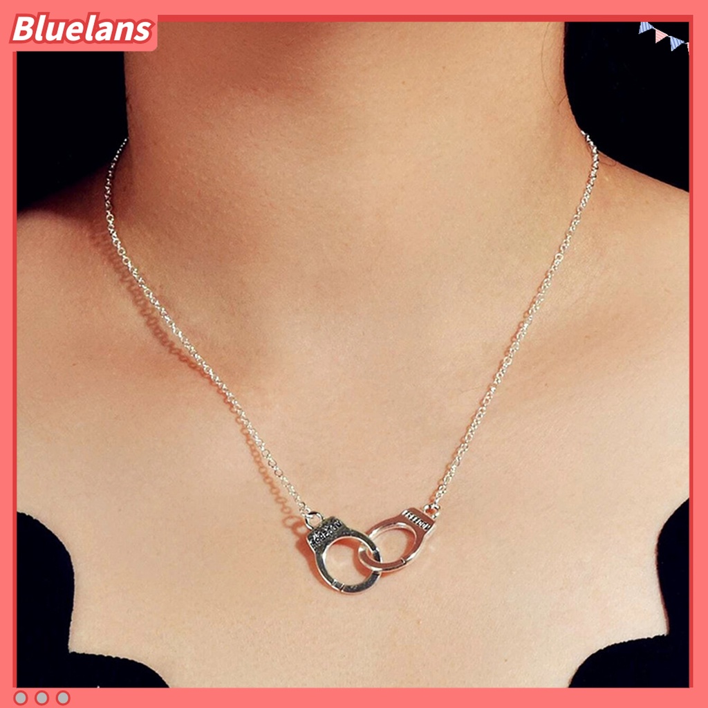 Kalung Rantai Desain Borgol O Unik Infinity Interlocking Circle Collar Bahan Stainless Steel Untuk Wanita