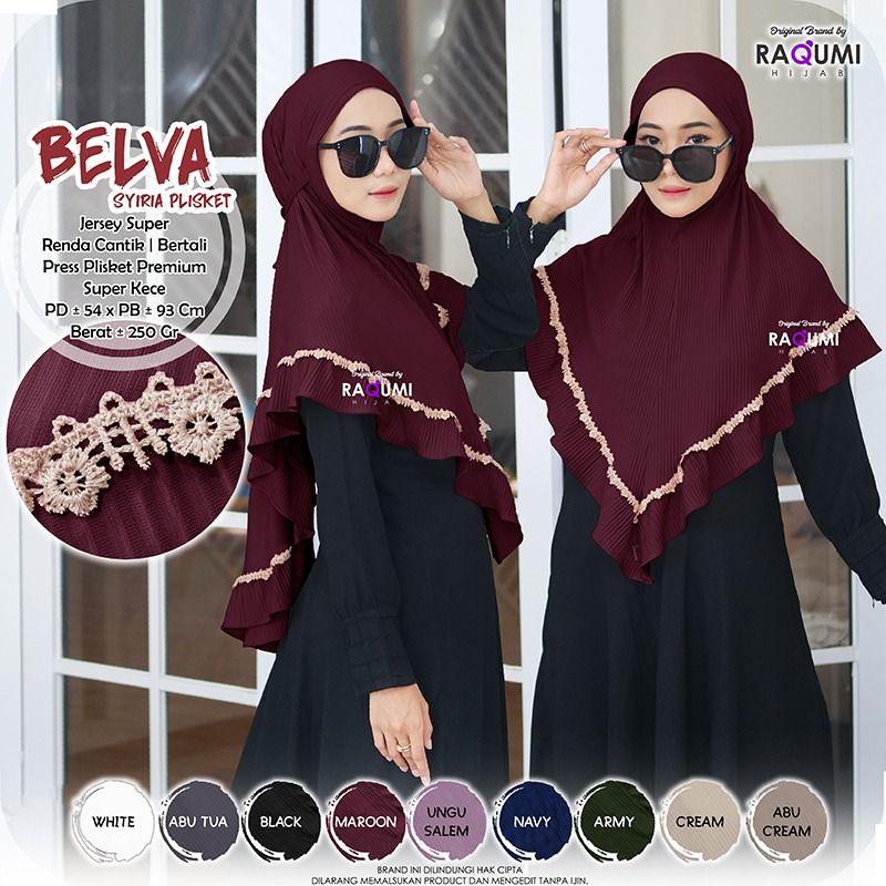 BELVA RAQUMI DAILY HIJAB RENDA PREMIUM JILBAB RENDA