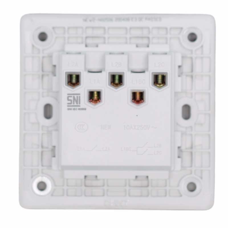 CHINT NEW2M White 3-gang 1-way Switch / saklar