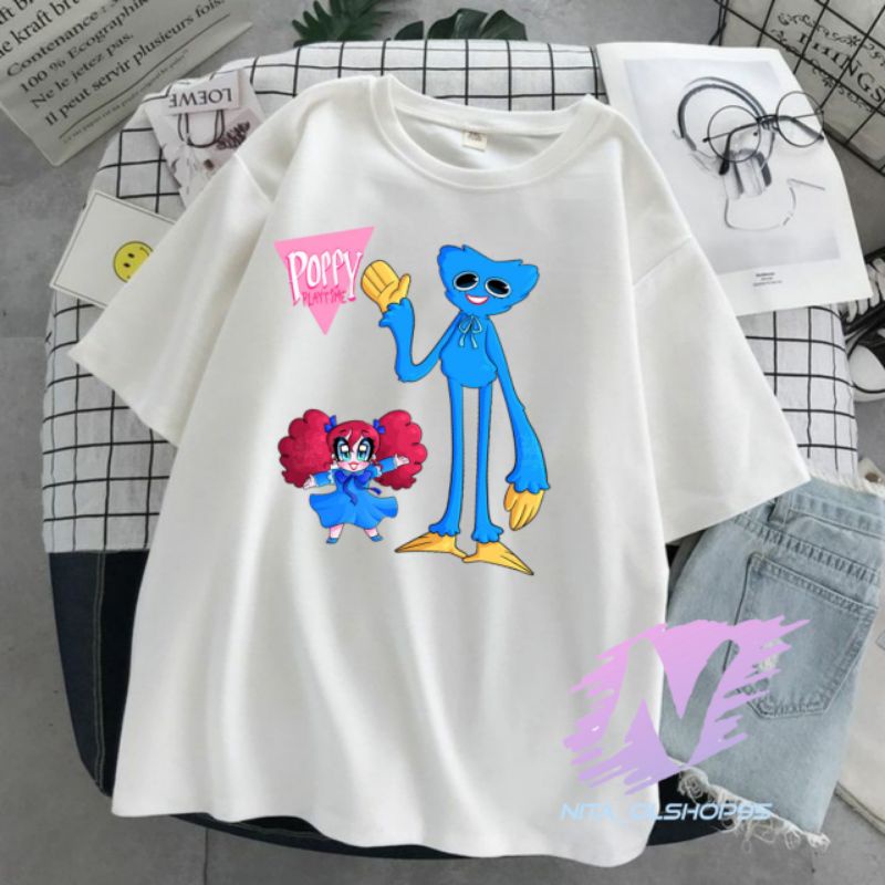 kaos anak huggy wuggy baju animasi lucu huggy poppy