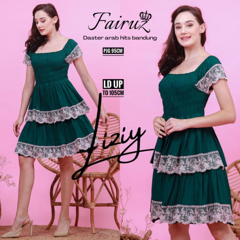 Daster Arab FAIRUZ LIZIY Mini Dress Kerut Smoke