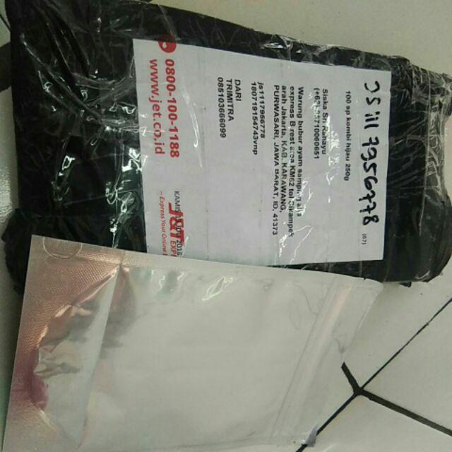 Plastik Stand 250z / Standing Pouch Kombinasi Green Foil Klip Zipper 250g