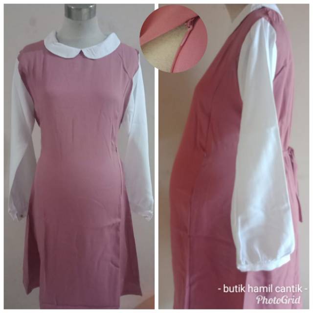 Baju tunik Dress Hamil menyusui kantor kerja natal merah kode 2392