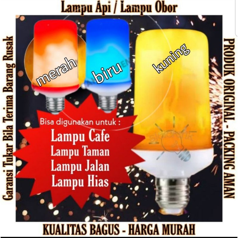 Lampu Led Api Obor Led Bohlam 9w/ Lampu Led Api Hias Dinding / Lampu Led Api Elektrik Unggun E27