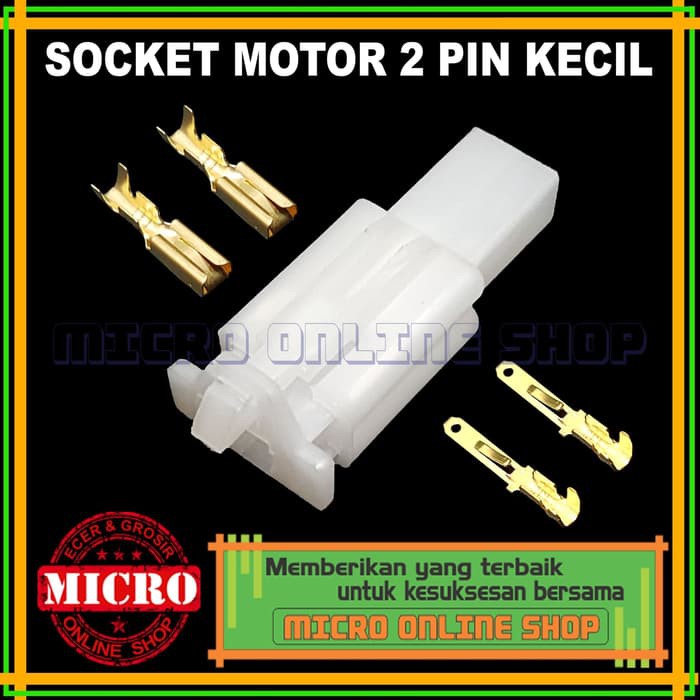 Socket 2 Pin Kecil + Skun / Soket Motor / Konektor Motor / Kabel Motor