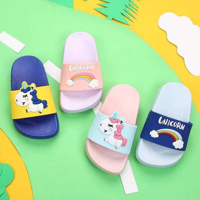  Sandal  Slop Unicorn  Anak  Sandal  Karet Anak  Shopee 