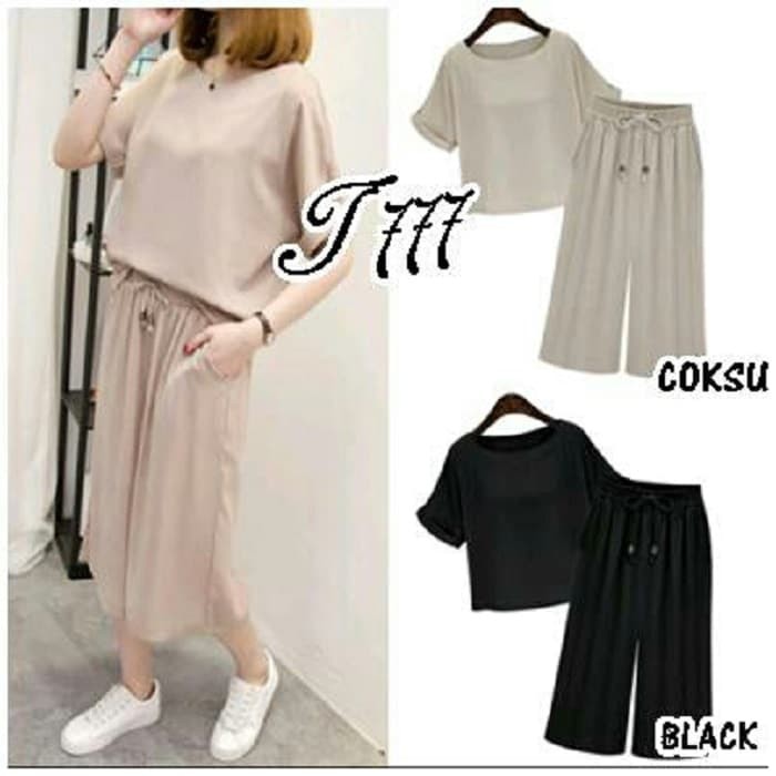 A98N3 Set Stelan Muslimah Set Baju Celana Muslimah Kekinian Stelan Set Korea At DB909  St Kulot Fi