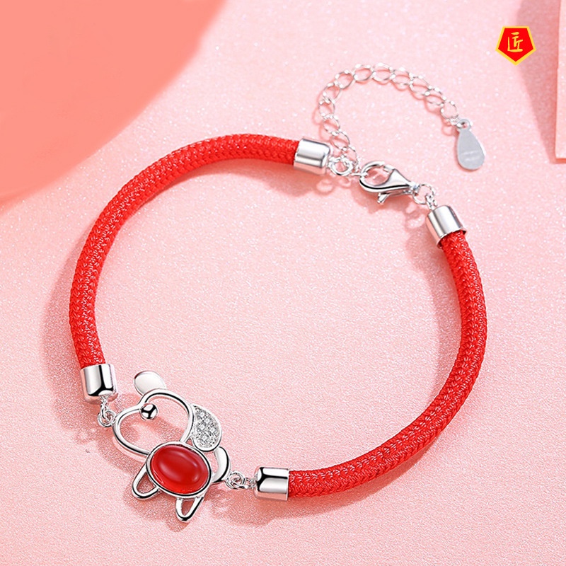 [Ready Stock]Red Rope Auspicious Red Agate 925 Silver Bracelet