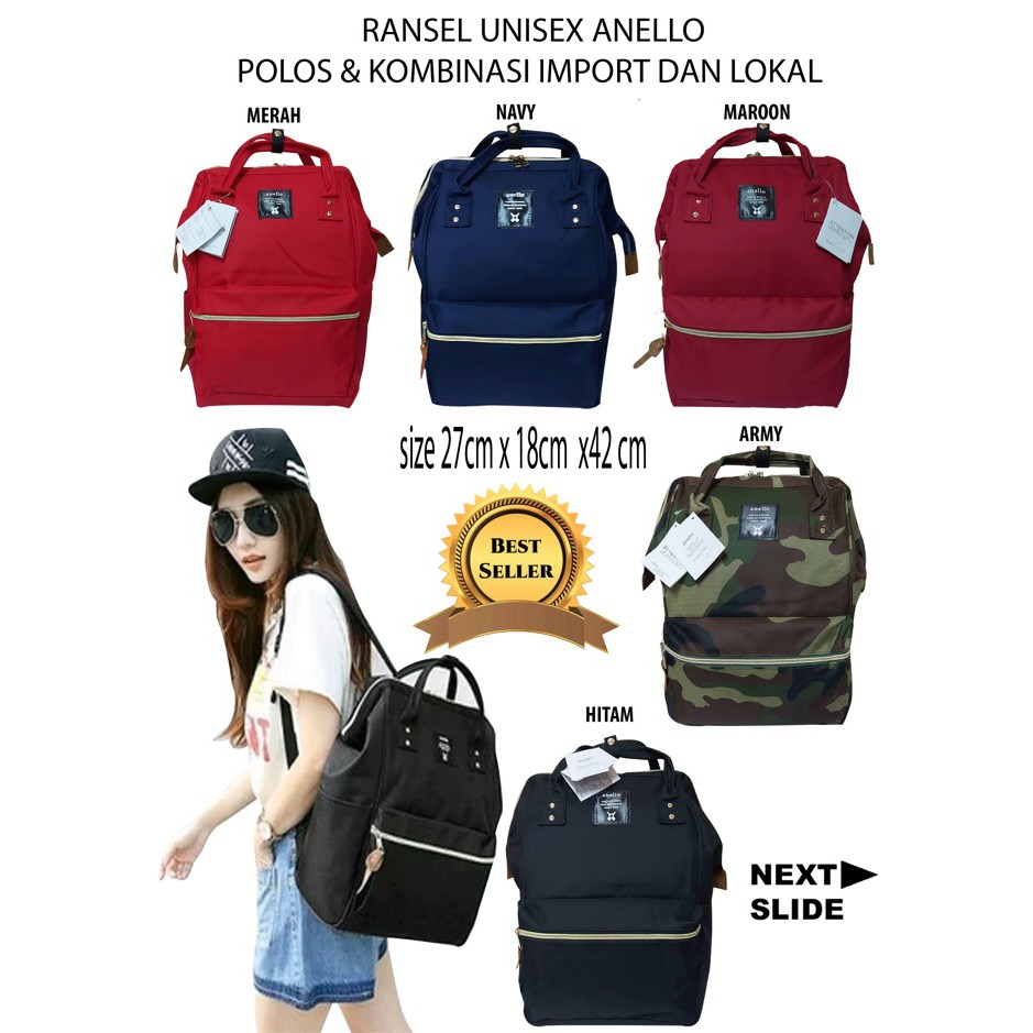 Anello Backpack Kombinasi / Tas Ransel Unisex Multifungsi / Ransel wanita