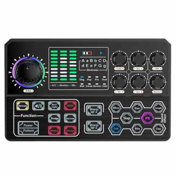 Crust Pro Mixer Sound Card Bluetooth Live Broadcast Karaoke - P5 Ada efek suara tepuk tangan dan tertawa juga loh sebagai respon instant saat teman Anda bernyanyi Perangkat ini bisa digunakan untuk laptop ataupun smartphone dan tablet dengan sistem operas