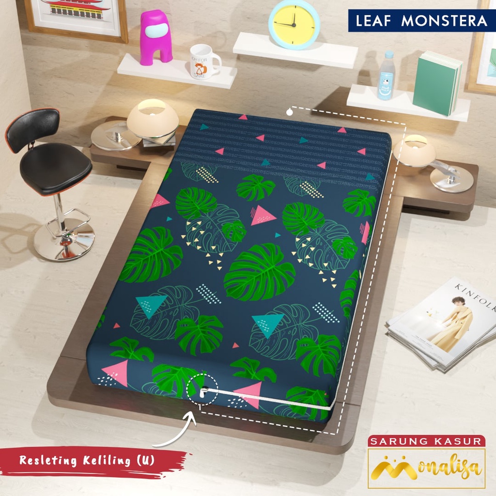 Monalisa Premium Sarung kasur Uk 90/100/120 T 15/20 - Leaf Monstera