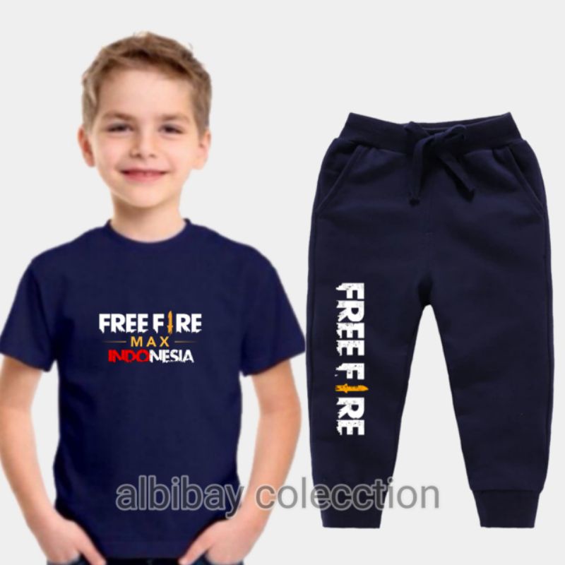 kaos anak free fire setelan jogger
