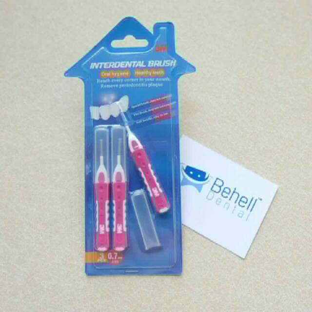 Sikat Sela Celah Behel Gigi Gusi 3M pink Interdental Brush 0.7 mm Size SSS Tusuk Dental Floss ORI