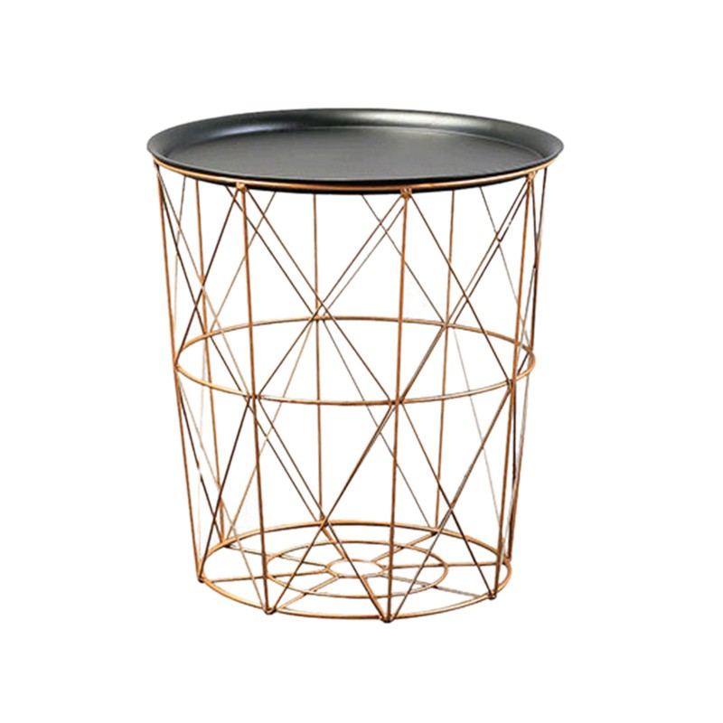 Modern Gold Round Wire Metal Storage Basket Side Table Bedroom Balcony Corner Tea Table Shopee Indonesia