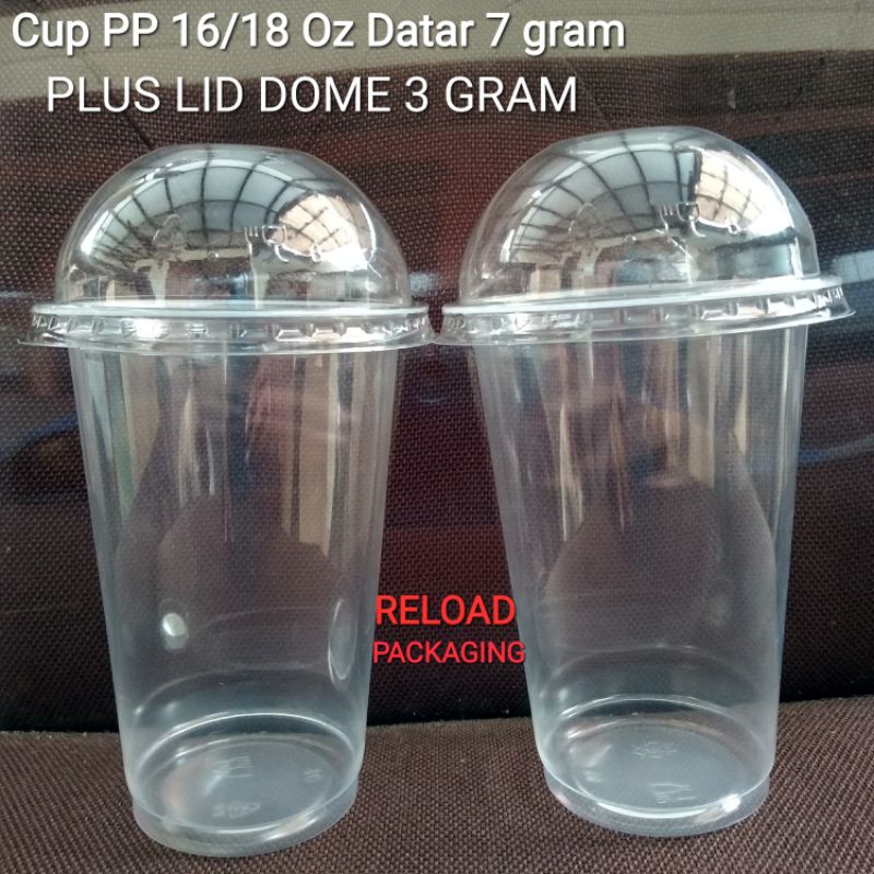 

Gelas Plastik PP 16oz / 18oz Plastic Cup PP 16 oz / 18 oz PLUS TUTUP CEMBUNG LID DOME DATAR FLAT