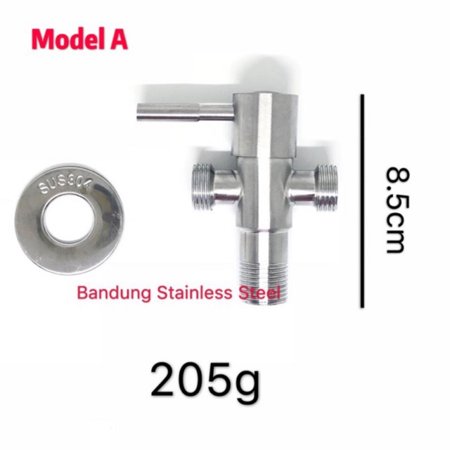 Sus 304 Stop kran cabang stainless steel tebal kuat dof murah