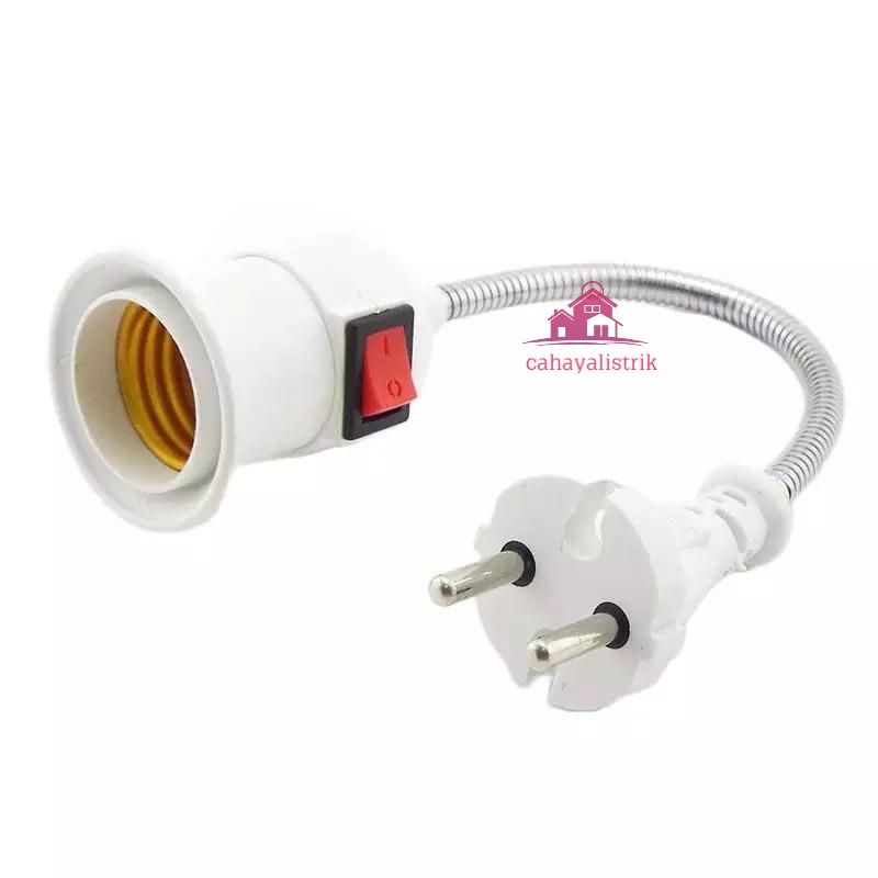 Fitting lampu E27 kabel flexible colokan ke listrik