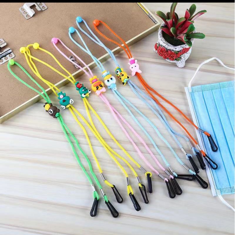 ready tali kalung nylon gantung masker dengan stoper lucu impor/strap konektor hijab/mask rope