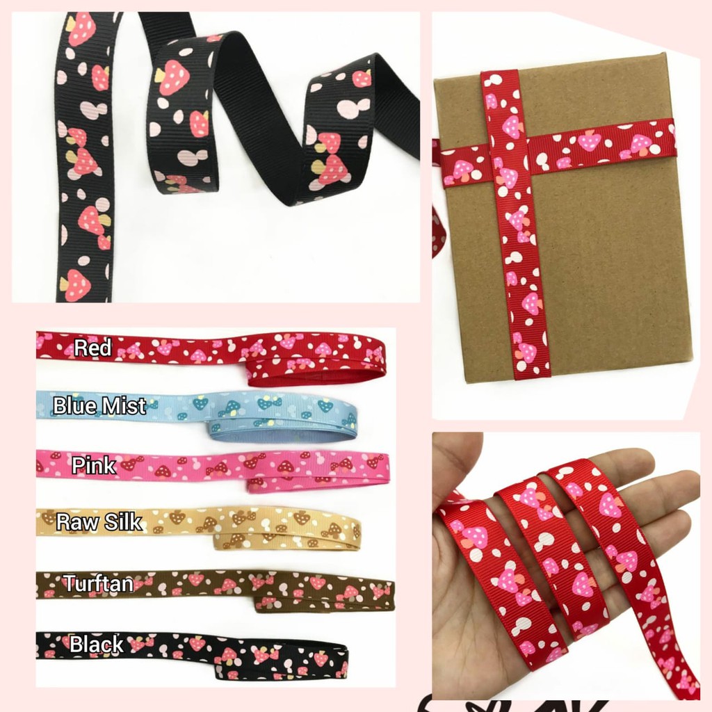 PITA KADO HAMPERS | GROSGRAIN MOTIF JAMUR MUSHROOM (1.6 CM)