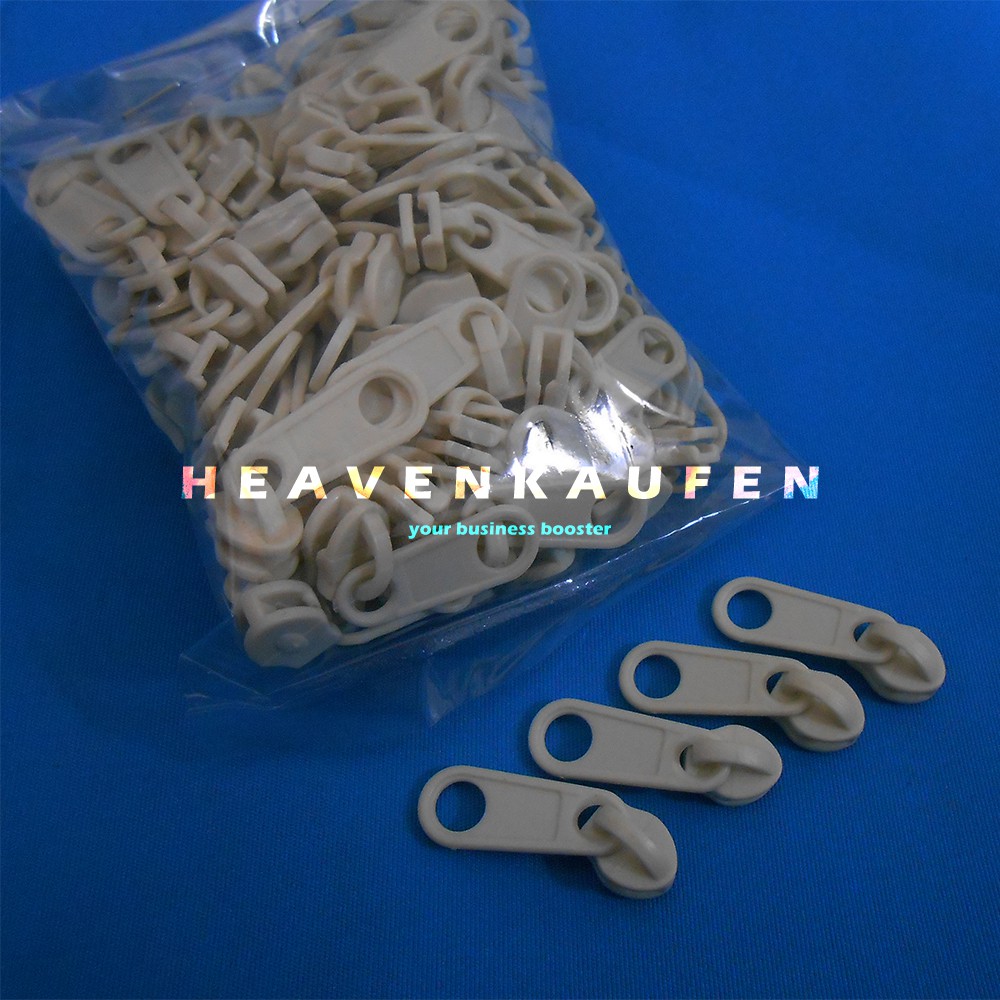 Kepala Resleting / Kepala Zipper No 3 Putih Tulang Murah Harga Per Pack isi 100 pcs