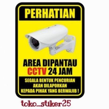 Jual Stiker Vinyl Perhatian Area Ini Dilengkapi Cctv Jam Rambu K