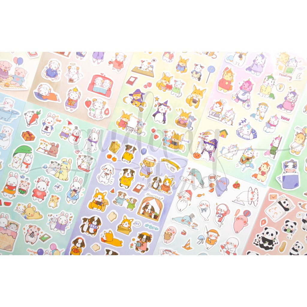 Stiker Hewan Lembaran Sticker Pig Cow Dog Fox DIY Scrapbook GH 303058