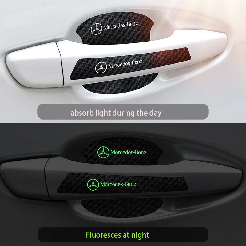 8pcs Carbon Fiber Illuminated Door Handle Protector Sticker Pelindung Mangkok Pintu Untuk KIA Morning Seltos K3 Carens Forte Cerato Soluto Forte Sportage Spectra Picanto RIO Carnival