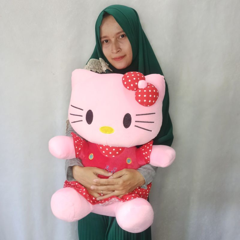 Boneka hello Kitty polkadot XL polos murah 50CM