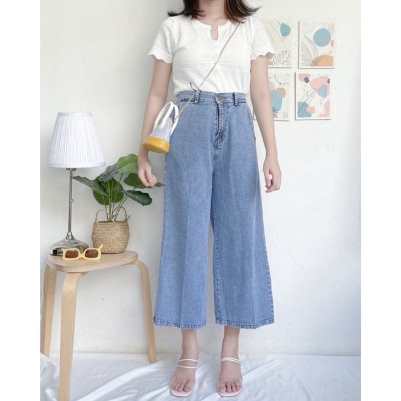 Cullote Highwaist Jeans / HW Jeans Kulot (pinggang karet)