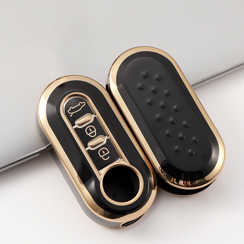 Casing Kunci Remote Mobil Lipat 3 Tombol Bahan TPU Untuk Fiat 500