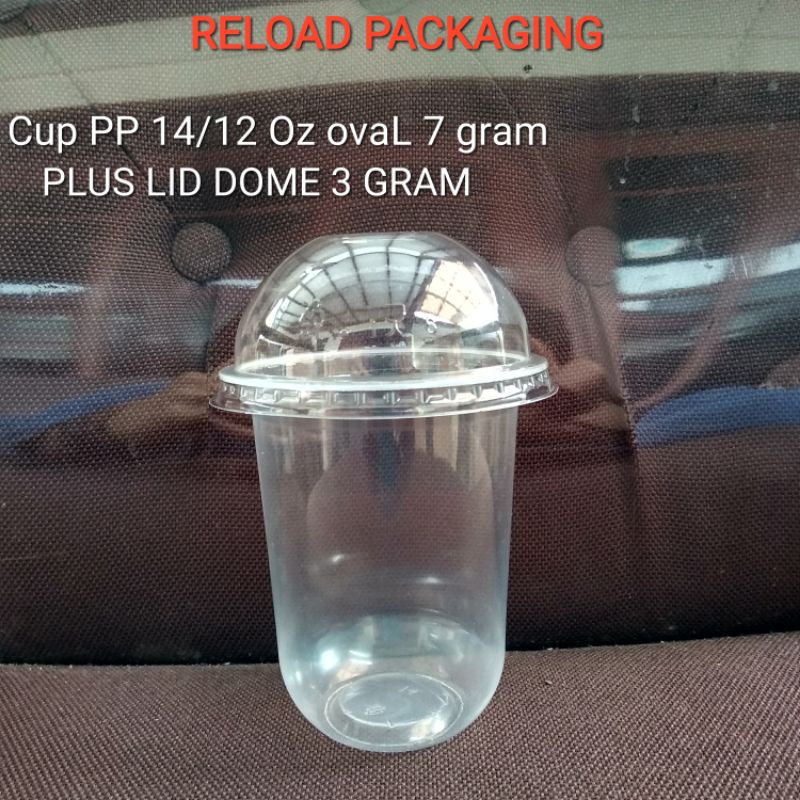 

Isi 50 pcs Gelas Plastik PP OvaL 14oz Plastic Cup PP OVAL 14 oz U Round U Shape Boba Capsul Bulat PLUS TUTUP CEMBUNG LID DOME FLAT DATAR TERBARU READY