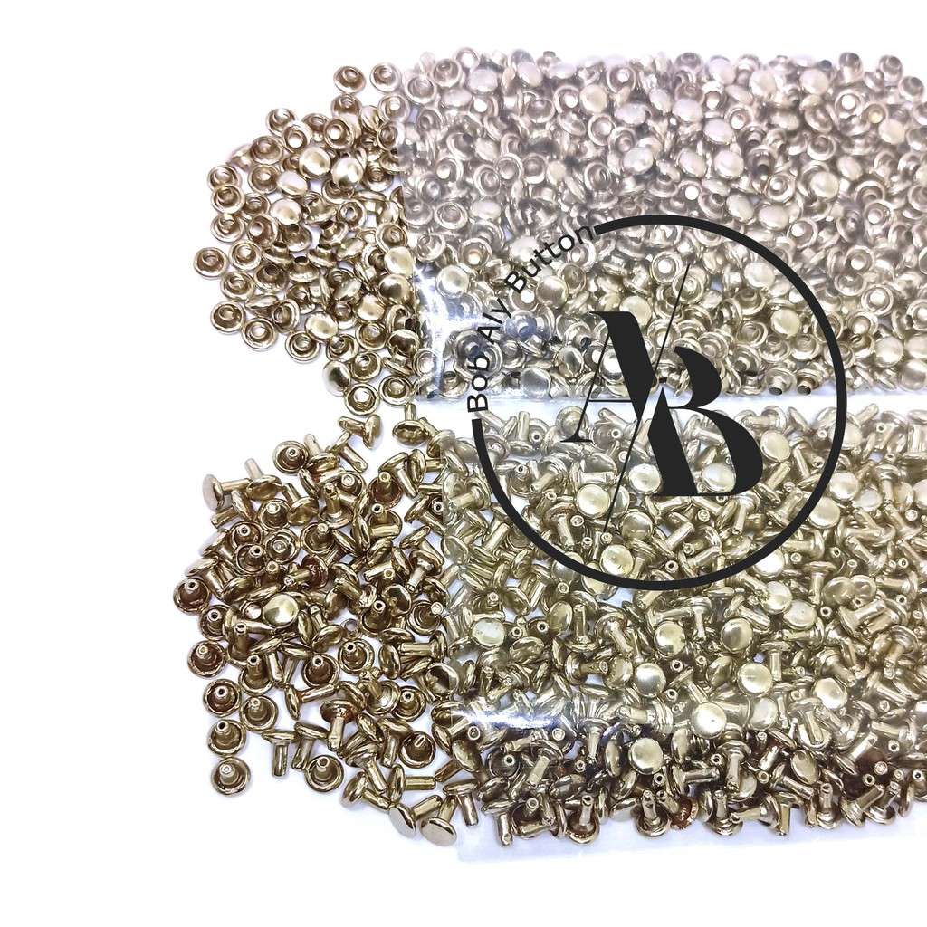 PAKU KELING CENTANG BOLAK BALIK 6 MM PER 100 SET WARNA NIKEL V 1000 D