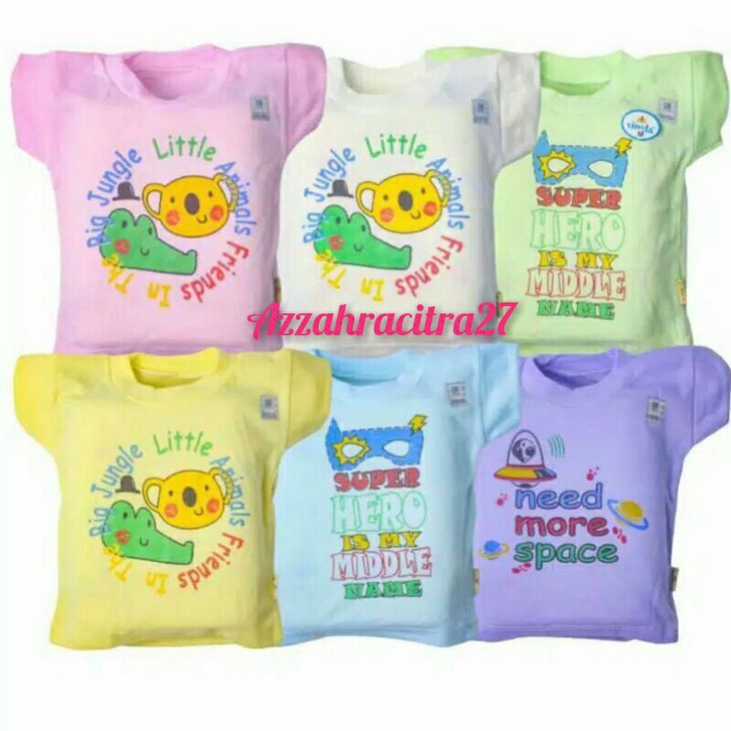 3 Pc Kaos Oblong Bayi Vinata Sablon Dasar Warna-Oblong Bayi SNI Lembut Vinata