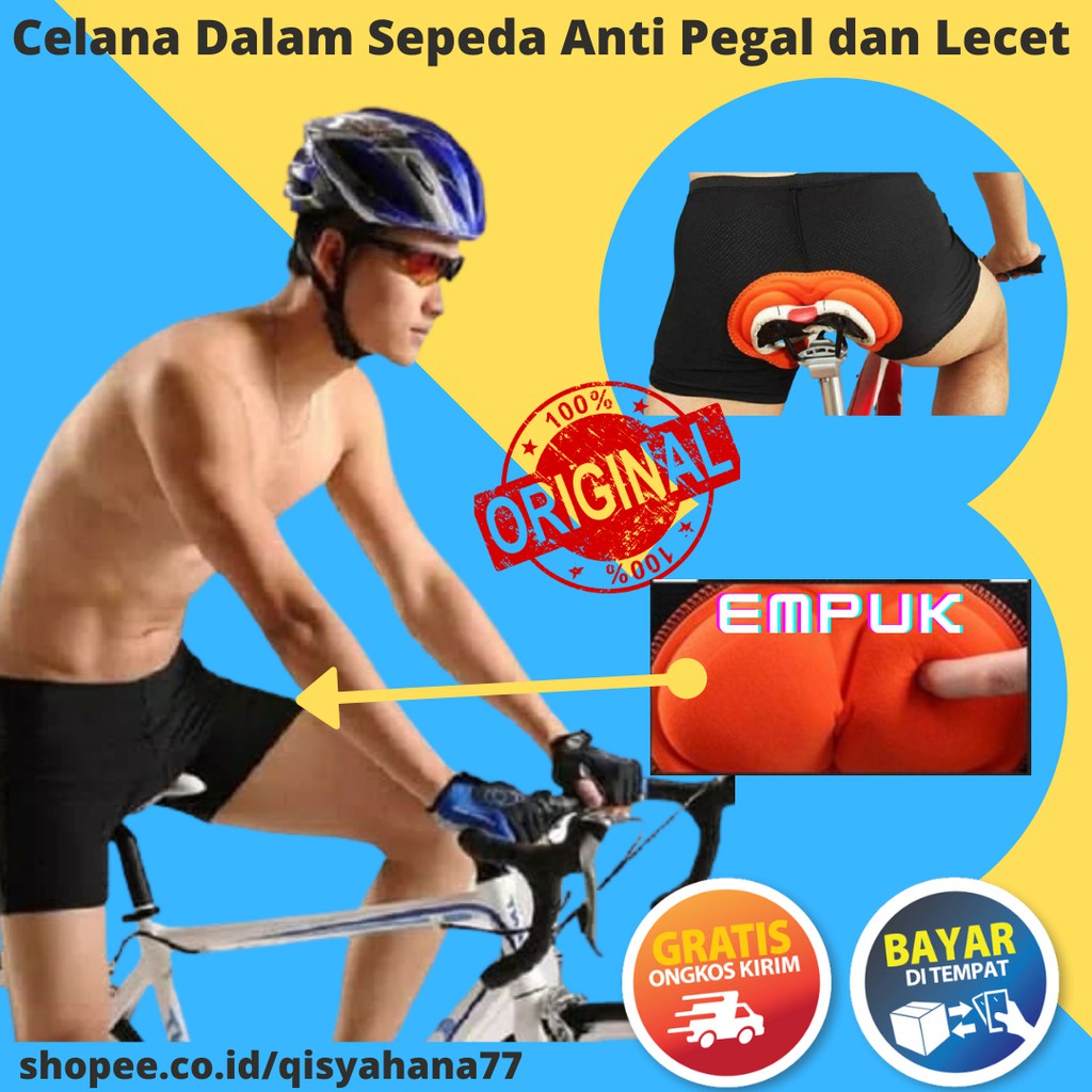 Celana Dalam Sepeda Padding Busa Gel Empuk 3D Pria Wanita Cycling Sport Underwear