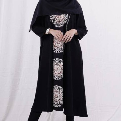 Tunik Batik Kombinasi Sogan - Gamis Lebaran Wanita Elegan