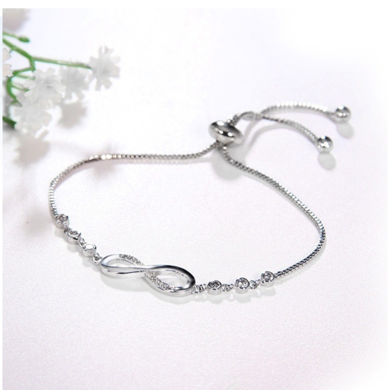 Korea Gelang Serut Gelang Titanium Emas Dapat Disesuaikan 8-Berbentuk Gelang Wanita Aksesoris Fashion